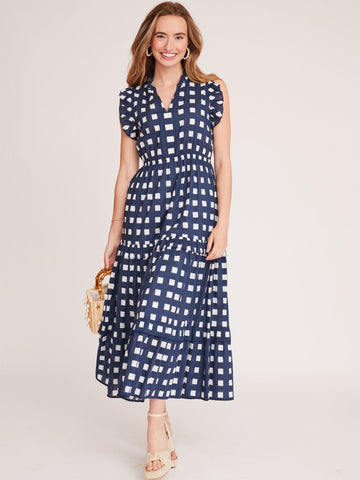 Holly Dress in Gingham Navy