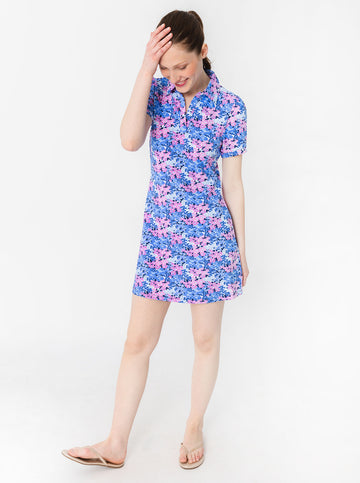 Bars Polo Dress - Into The Meadow in Lilac