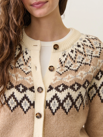 Fiorella Cardigan in Neutral Fair Isle