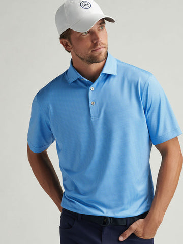 Gingham Performance Jersey Polo in Blue Sea