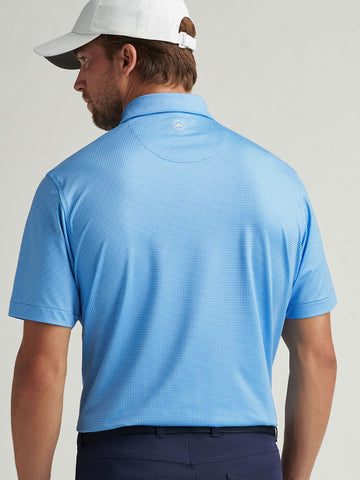 Gingham Performance Jersey Polo in Blue Sea