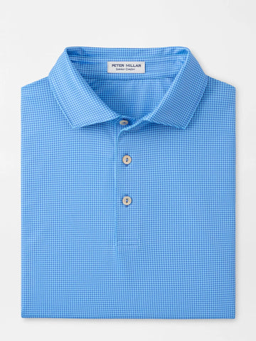 Gingham Performance Jersey Polo in Blue Sea