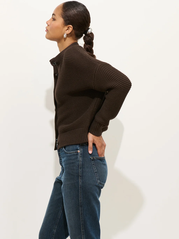 Nico Cardigan in Cotton in Dark Chocolate