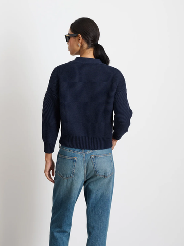 Nico Cardigan in Cotton in Dark Navy