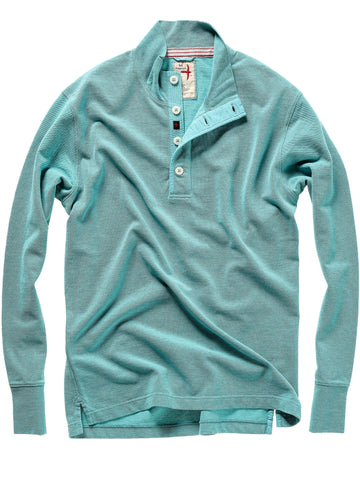 Pique Button Mock in Ocean