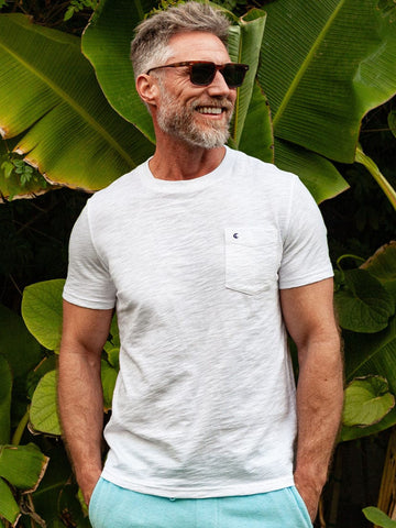 Short Sleeve Slub Pocket T-Shirt in White