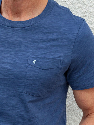 Short Sleeve Slub Pocket T-Shirt in Vintage Indigo