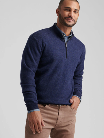 West Quarter-Zip Sweater in Blue Abyss