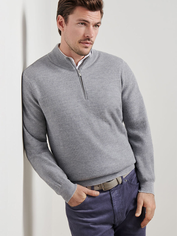 West Quarter-Zip Sweater in British Grey
