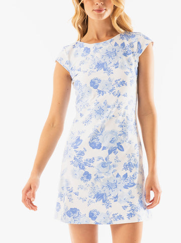 Annie Dress in Flowers for Evelyn in Sky