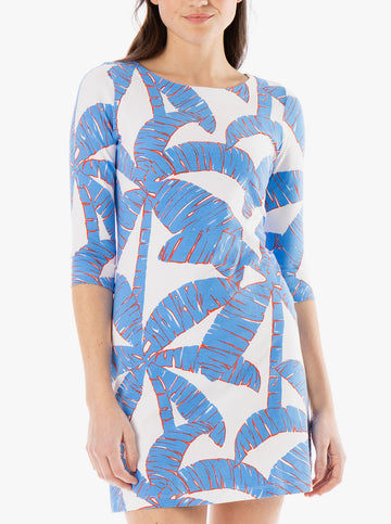 Bimini Boatneck- Palms of Paradise in Mediterranean Blue