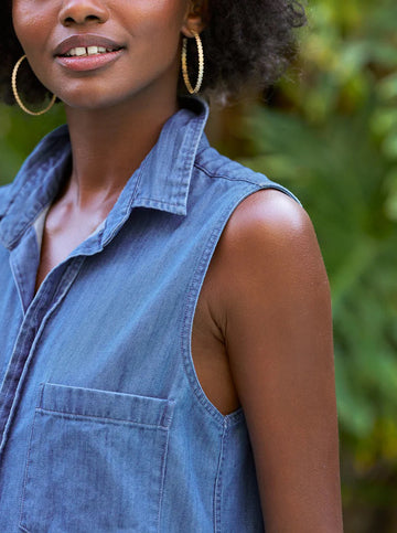 Rory Sleeveless Dress in Vintage Stonewashed Indigo