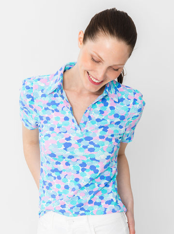 Bars Polo Shirt in Hidden Shells in Lilac