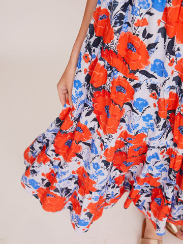 Julie Skirt Dress in Vintage Bouquet Poppy