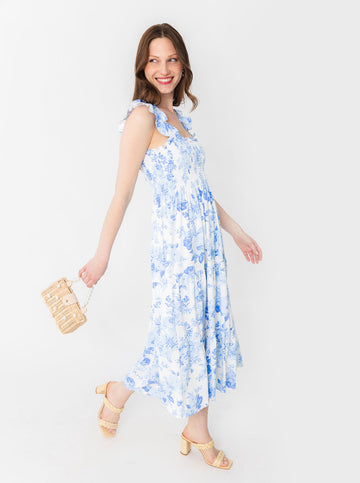Fitz Dress - Flowers For Evelyn in Sky