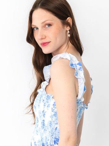 Fitz Dress - Flowers For Evelyn in Sky