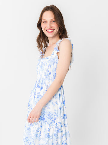 Fitz Dress - Flowers For Evelyn in Sky