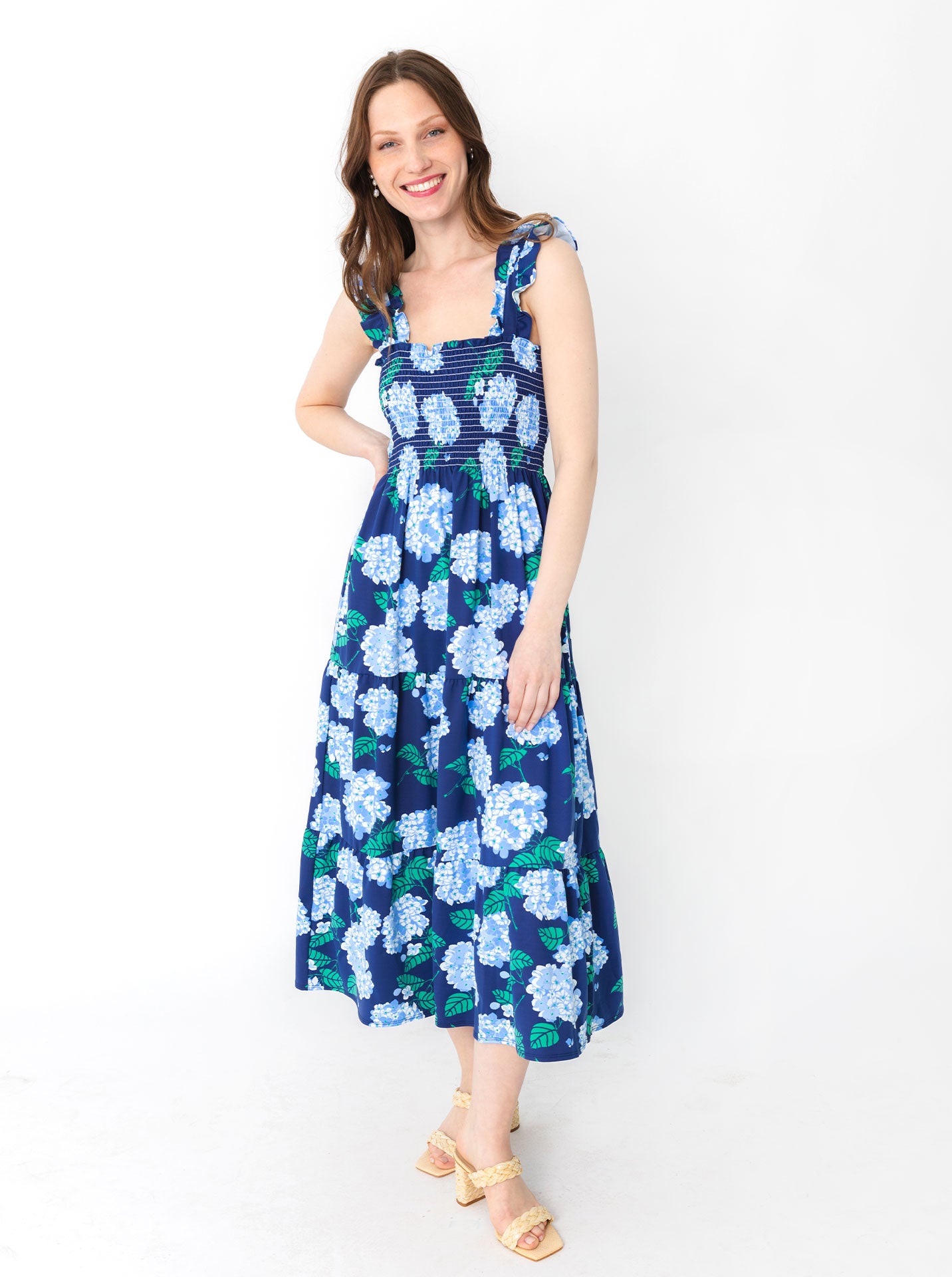mahi gold hydrangea dress Fitz Material:COTTON EYELET STRIPE Ralph Lauren Collection Chilton Crafted from a lux medical-dressing