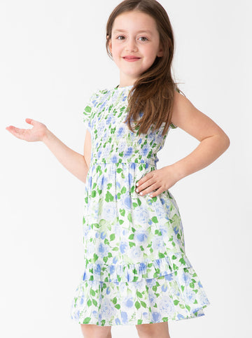 Girl's Julia Dress in Rosebud Blue
