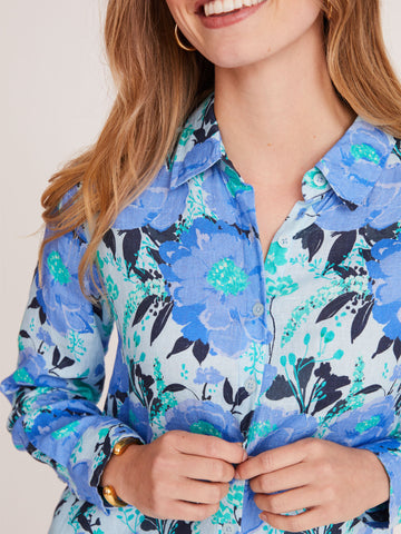 Helen Button Up in Vintage Bouquet Blue