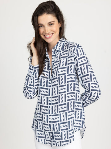 Helen Button Down - Cape Cod in Navy