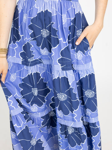 Audrey Dress in Glowing Gardenia in Blue