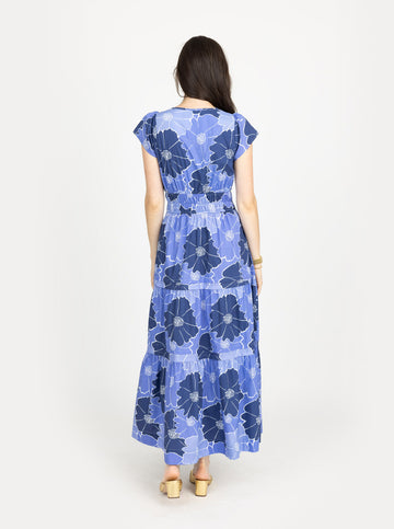 Audrey Dress in Glowing Gardenia in Blue