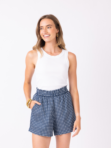 Summer Short in Gingham Navy