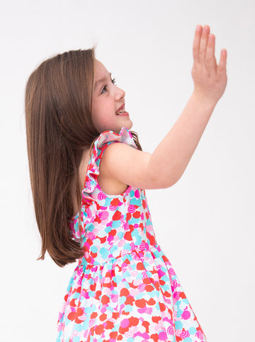 Amelia Dress in Hidden Shells in Poppy