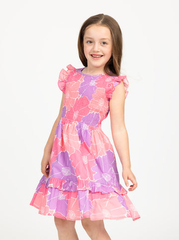 Girl's Julia Dress in Glowing Gardenia Pink