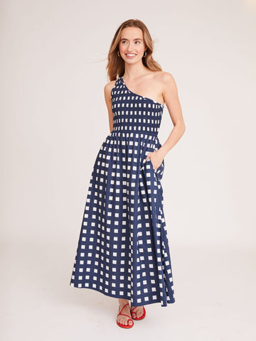 Bianca Dress in Gingham Navy