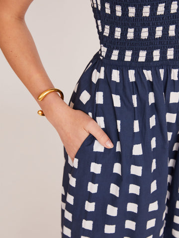 Bianca Dress in Gingham Navy