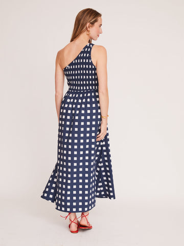 Bianca Dress in Gingham Navy