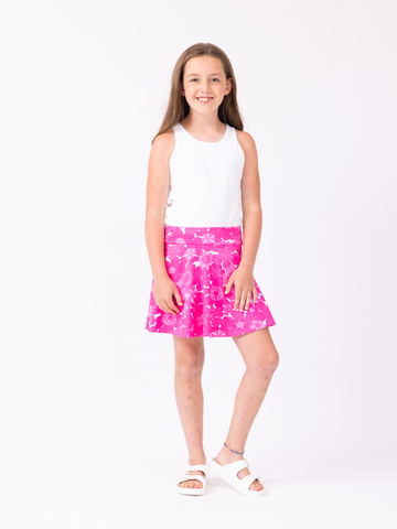 Girls Rally Skort in Retro Floral Paradise Pink