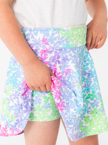 Girls Rally Skort -  Rainbow Floral