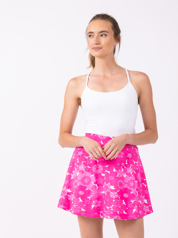Rally Skort in Retro Floral Paradise Pink