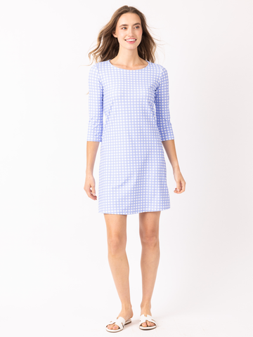 Bimini Dress in Garden Gingham Bluebell