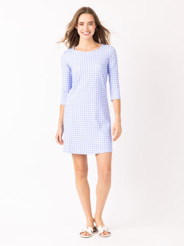 Bimini Dress in Garden Gingham Bluebell