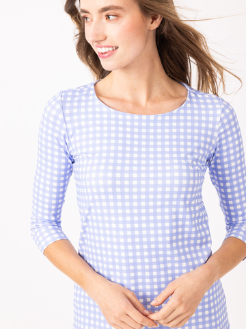 Bimini Dress in Garden Gingham Bluebell
