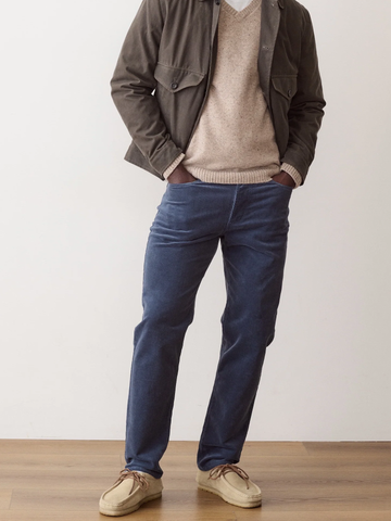 5 Pocket Flex Terry Cords - Slim Straight in Faded Blue
