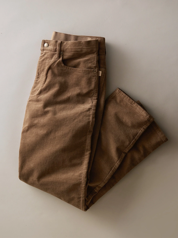 5 Pocket Flex Terry Cords - Slim Straight in Taupe