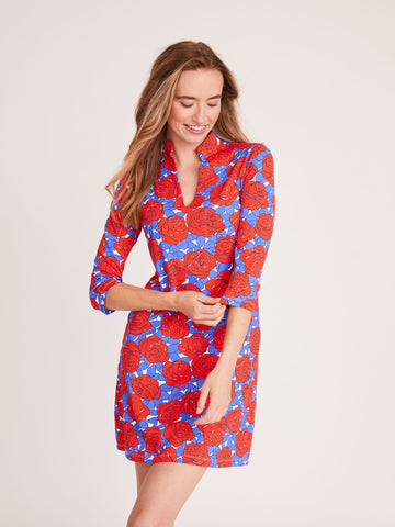 Charleston Dress in Bold Bouquet Poppy