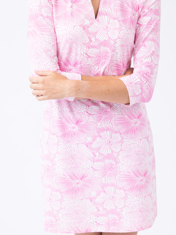 Charleston Dress in Hibiscus Haze Paradise Pink
