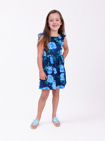 Amelia Dress in Hydrangea Walk in Regatta