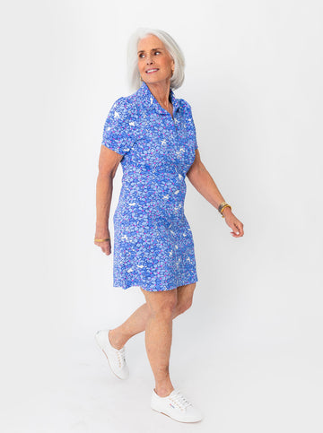 Bars Polo Dress in Beach Blossom in Regatta