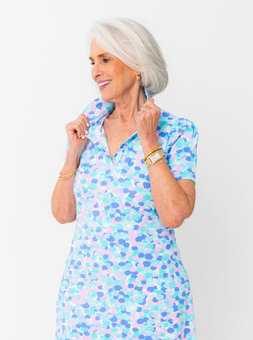 Bars Polo Dress in Hidden Shells in Lilac
