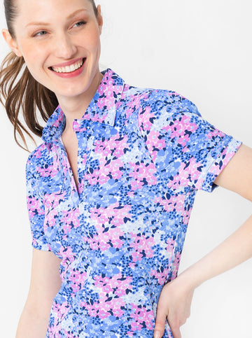Bars Polo Dress in Into The Meadow in Lilac