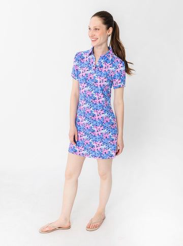Bars Polo Dress in Into The Meadow in Lilac