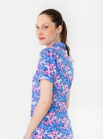 Bars Polo Dress in Into The Meadow in Lilac