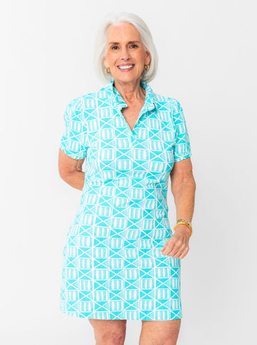 Bars Polo Dress in Mahi Gold in Capri S Bars Polo Dress in Mahi Gold in Capri S